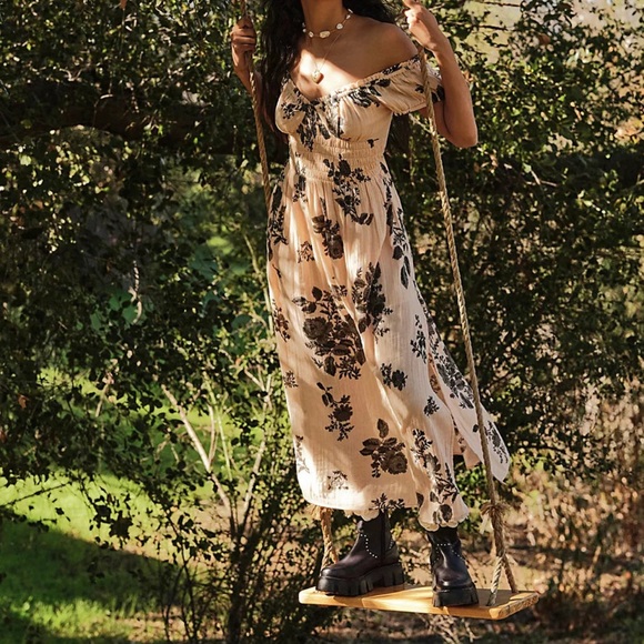 Free People Forget Me Not Floral Milkmaid Midi Dress - Picture 8 of 11
